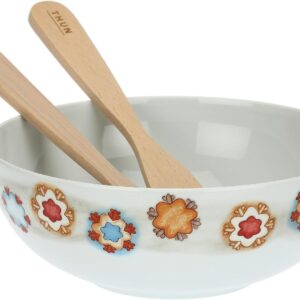 THUN - Set Ciotola Grande in Porcellana Decorata con Mestoli in Legno