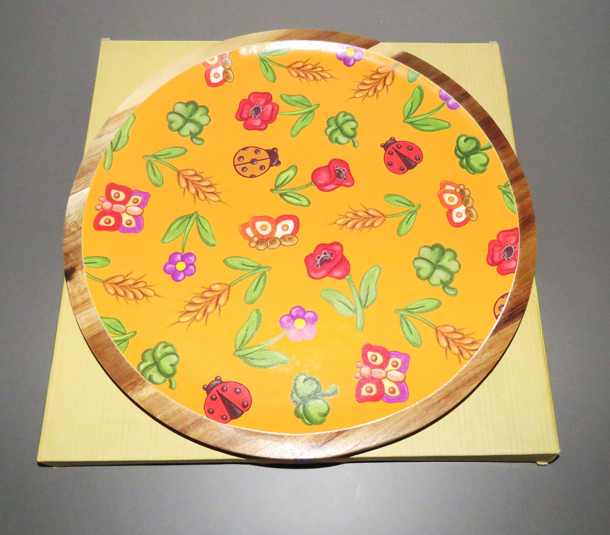 THUN, Piatto in Legno d'Acacia di Dimensione Grande, Linea Estate Fantastica